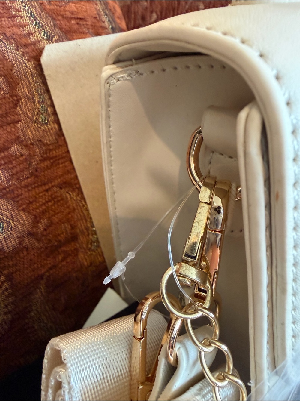 NWT Valentino Orlandi Cream Satchel with Gold Hardware Top Handle Vegan Leather - Picture 12 of 16